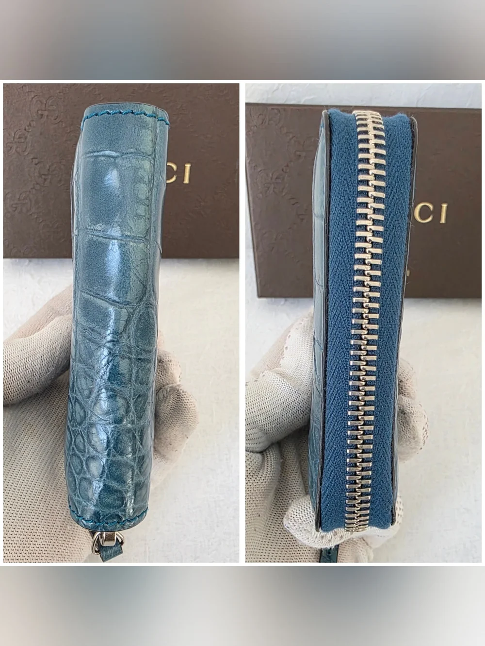Auth Gucci Croc Embossed Card Holder - Picture 7 of 9